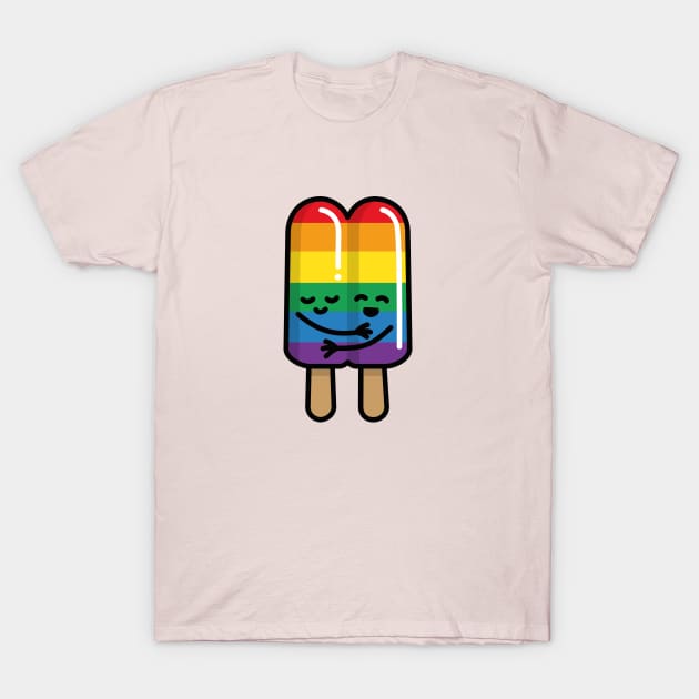 Lesbian Gay couple popsicle Rainbow flag LGBT love T-Shirt by LaundryFactory